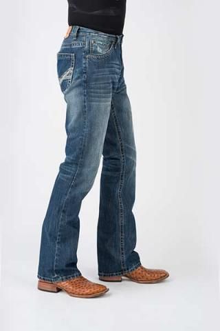 Mens Jeans Blue V Shape Heavy Emb Back Pocket Stetson Mens Jean- 1014 Fit